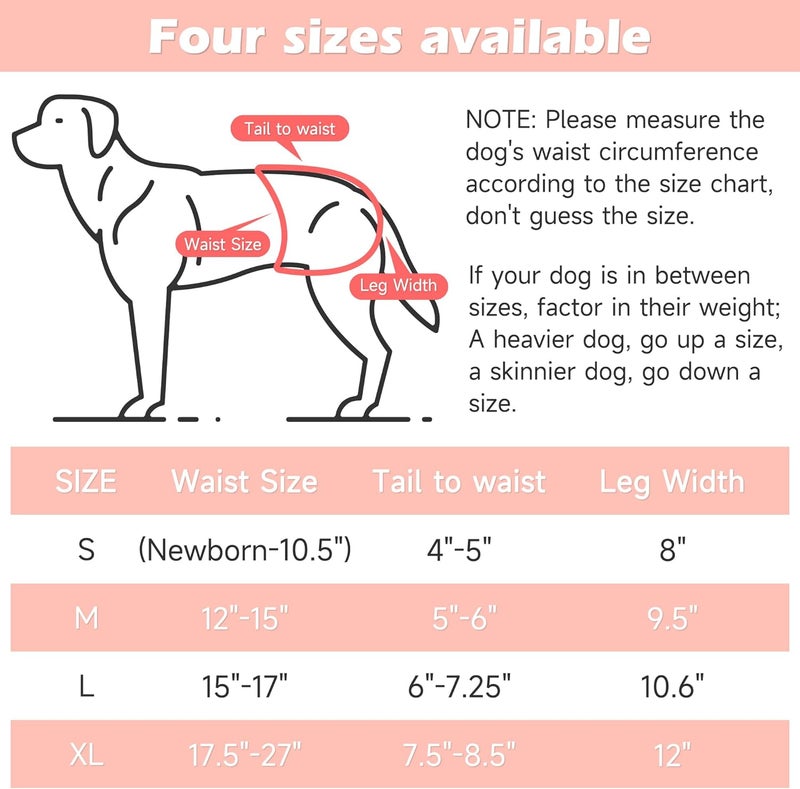 Langsprit Washable Female Dog Diapers (4 Pack), Reusable Female Girl Doggy Doggie Puppy Wraps Panties Belly Band for Pet Heat Period Pooping Peeing Potty Training Incontinence Marking Pañales Para Perros XLarge - Image 3