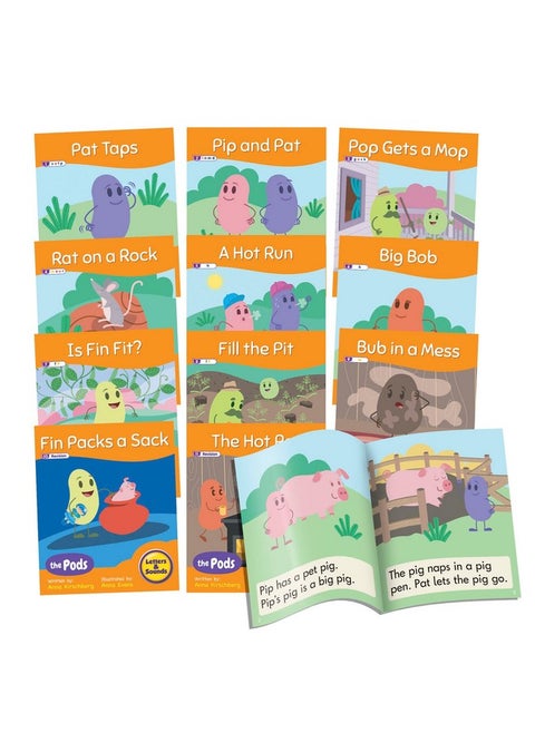Junior Learning Decodable Readers The Pods - Phase 2 Letter Sounds: The Science of Reading, Easy decodable Texts, Beginning Readers, for Ages 5+, Grade K