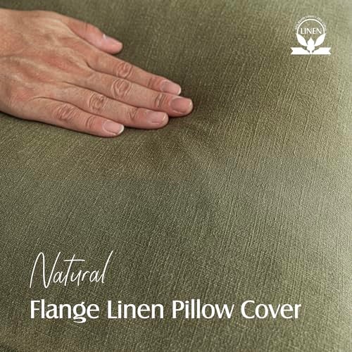 Foindtower Pack of 2 Decorative Linen Soild Throw Pillow Covers Soft Accent Cushion Case Boho Farmhouse Pillowcase for Chair Couch Sofa Bedroom Living Room Home Decor 22 x 22 Inch Olive Green - Image 3