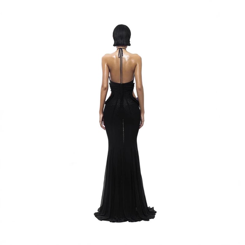 Women's Halter Neck High Waist Mermaid Maxi Dress - Image 4