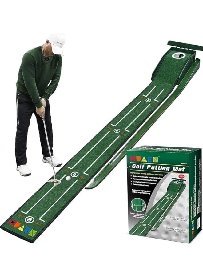 Generic Golf Putting Green Indoor Set,8 feet Putting Mat with Auto Ball Return,Suit for Men Gift Home Office  - Image 1