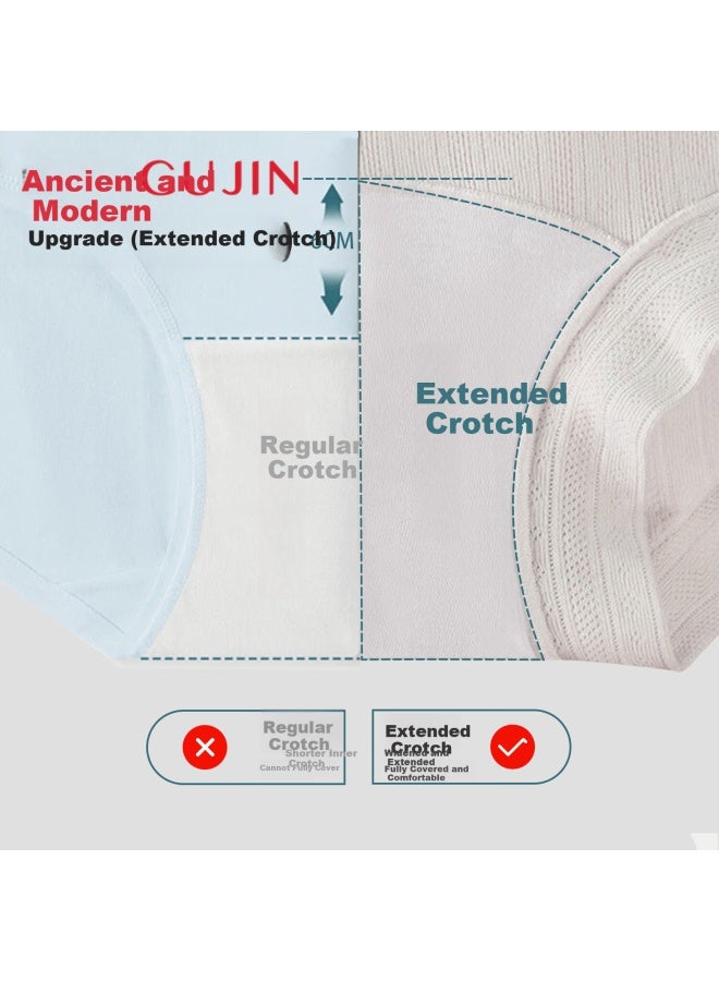 Gujin 10a Antibacterial Women's Seamless Mid-high Waist 100% Cotton Extended Crotch Tummy Control Boxer Shorts - Image 5