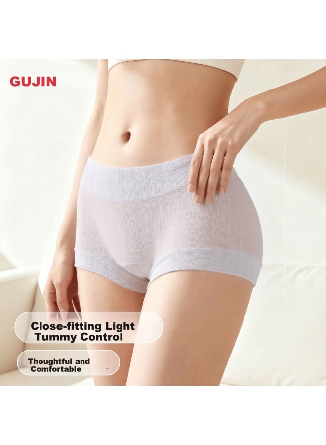 Gujin 10a Antibacterial Women's Seamless Mid-high Waist 100% Cotton Extended Crotch Tummy Control Boxer Shorts - Image 2