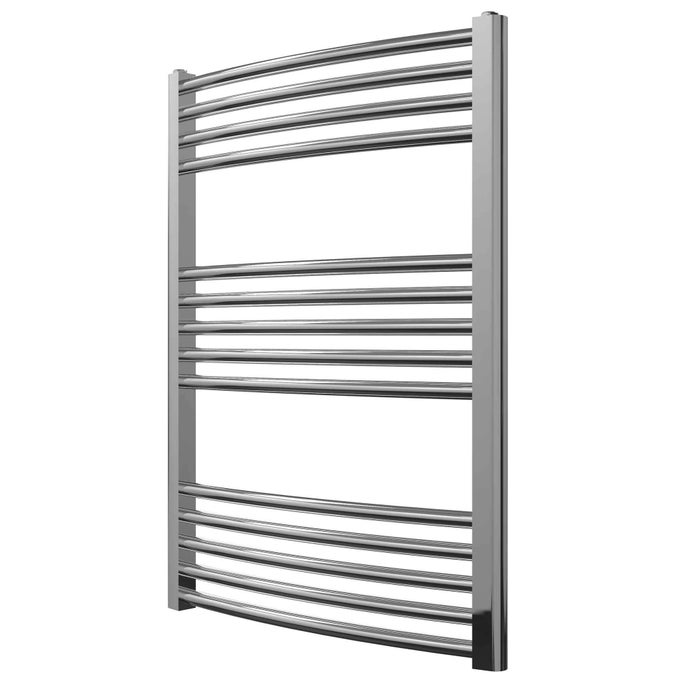 CHROME CURVED HEATED TOWEL RAIL 600MM WIDE X 800MM HIGH CENTRAL HEATING TOWEL RADIATOR