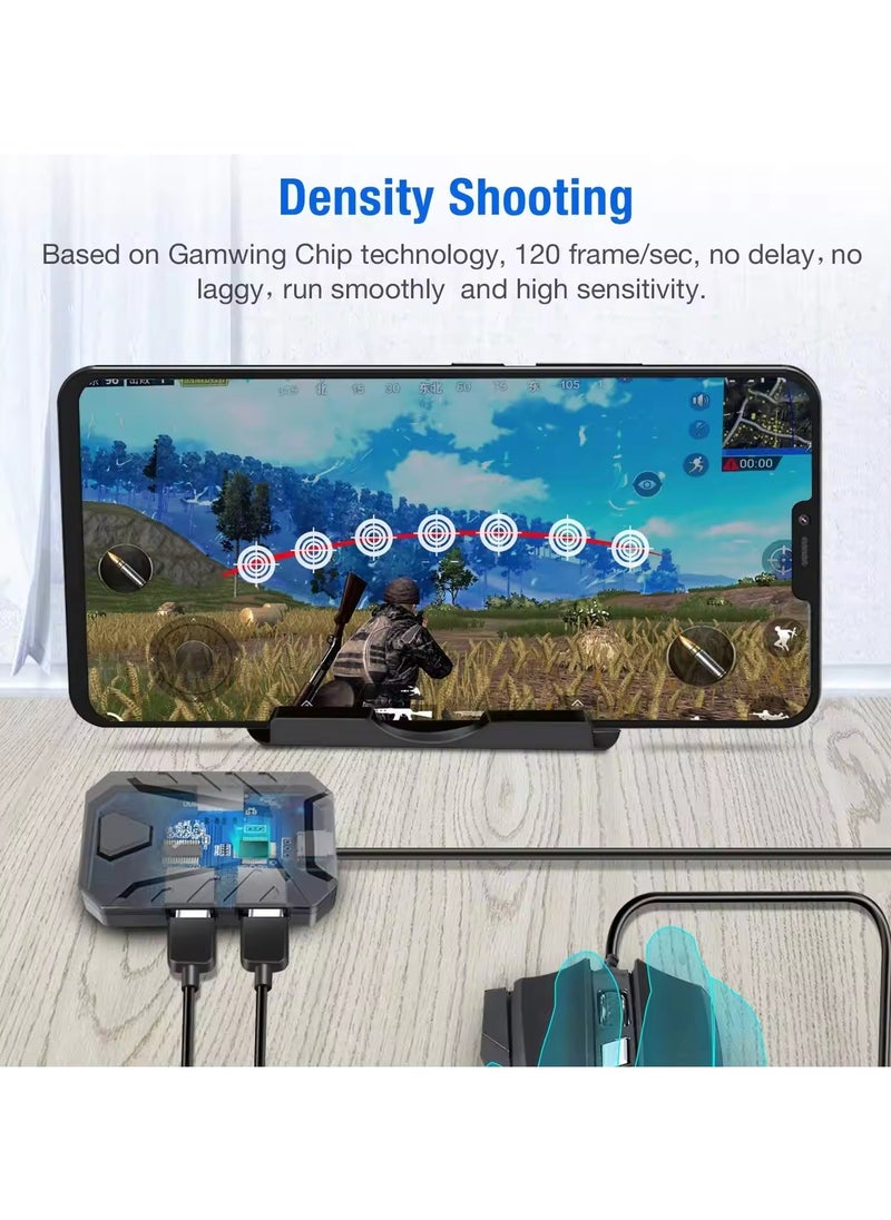 Keyboard and mouse for PUBG for iPhone and Android with a colorful light and a comfortable hand to play with greater speed and accuracy. Newer version 224
