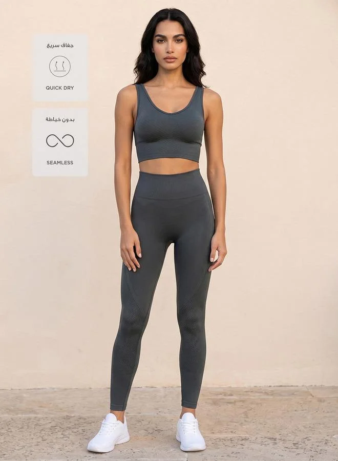 Splash Active GREY Seamless 4 Way Stretch Leggings for Women | Best Price UAE