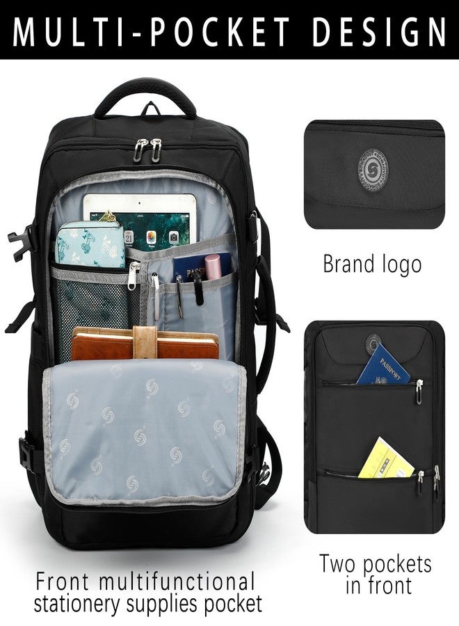 SHRRADOO Travel Backpack for Women & Men,Airline Approved Carry On Luggage,TSA Overnight Bags,40L Personal Item Travel Bag fits 17" Laptop,Carry on Bag with Underwear Bag Cosmetic Bag Set 3pcs (Black) - Image 3