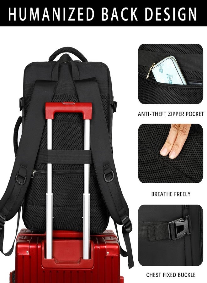 SHRRADOO Travel Backpack for Women & Men,Airline Approved Carry On Luggage,TSA Overnight Bags,40L Personal Item Travel Bag fits 17" Laptop,Carry on Bag with Underwear Bag Cosmetic Bag Set 3pcs (Black) - Image 4