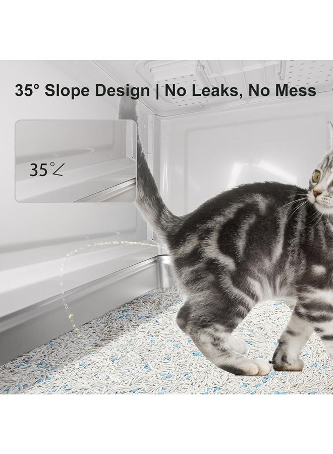 L&E Enclosed Stainless Steel Cat Litter Box with Lid & Drawer Design, XL Extra Large for Indoor Cats, Metal Covered Cat Litter Box, Baffles for Anti-Leakag, with Litter Scoop & Litter Mat - Image 5