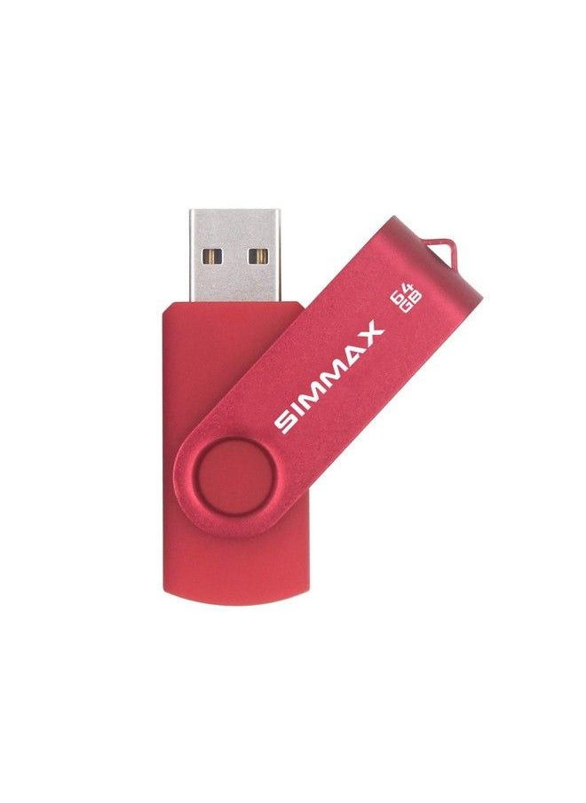 SIMMAX - Usb Flash Drives 2 Pack 64Gb Memory Stick Swivel Design Usb 2.0 Flash Drive Thumb Drive Zip Drives (64Gb Black Red) - Image 1