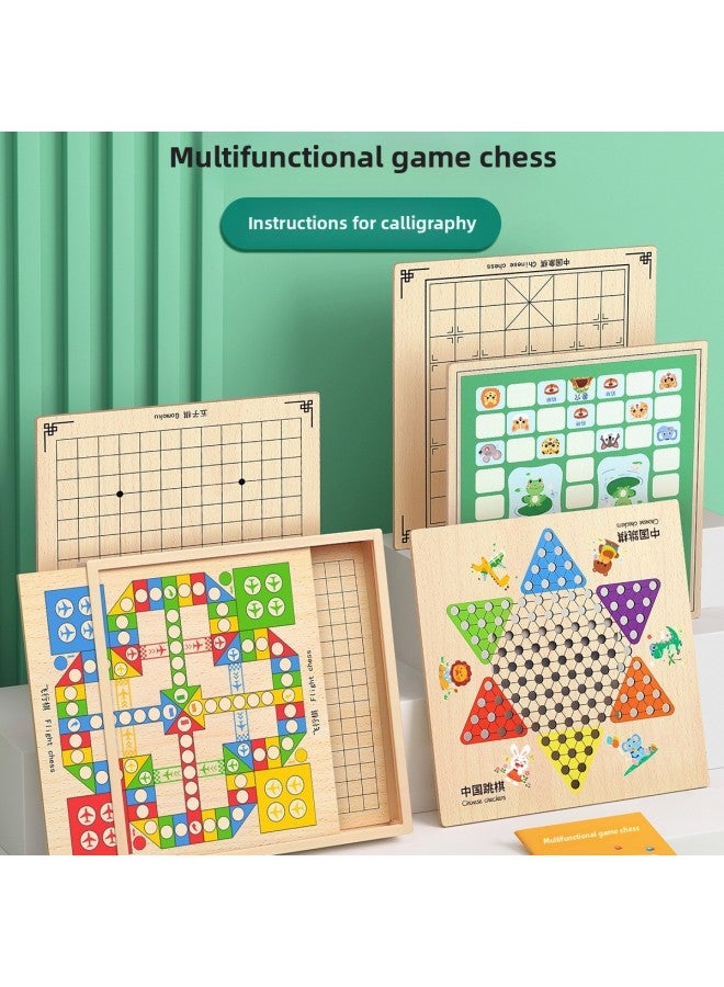 Loquat Zhaohang Version Of The Country Three Educational Toys Function Plate Chinese Children's Multi-functional Flying Checkers Chessboard All-in-one Chess-Colour:30*30cm 【six-in-one】 Backgammon + Flying - Image 2