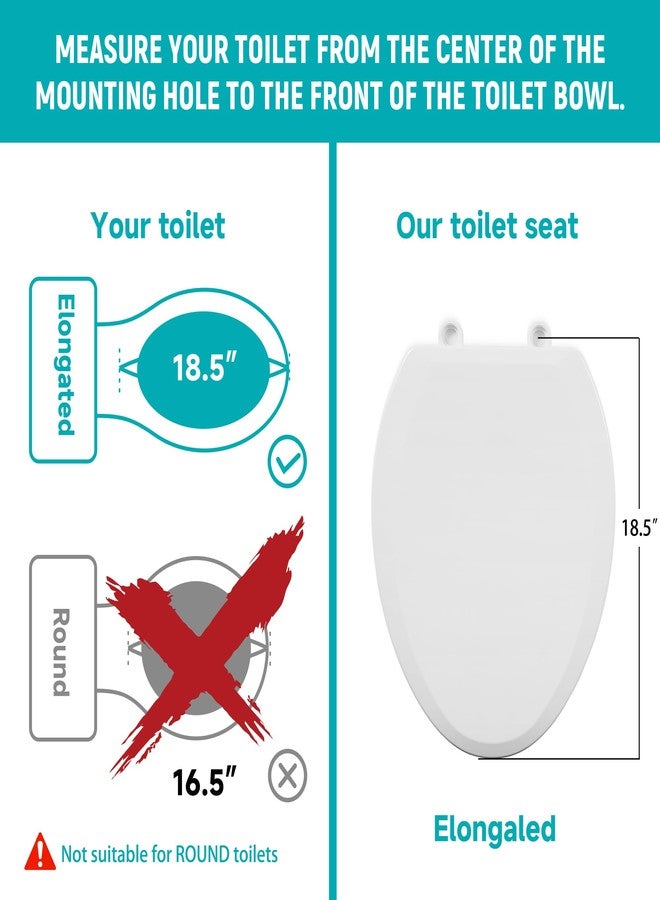LimLuc Elongated Toilet Seat Risers for Seniors, 2.5 Inch Elevated Toilet Seat with Slow Close, Non-Slip Raised Toilet Seat, 18.5" Fit for Elongated Toilet, White - Image 3