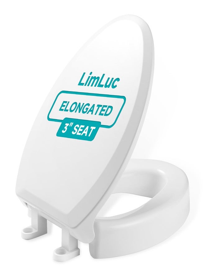 LimLuc Elongated Toilet Seat Risers for Seniors, 2.5 Inch Elevated Toilet Seat with Slow Close, Non-Slip Raised Toilet Seat, 18.5" Fit for Elongated Toilet, White - Image 1