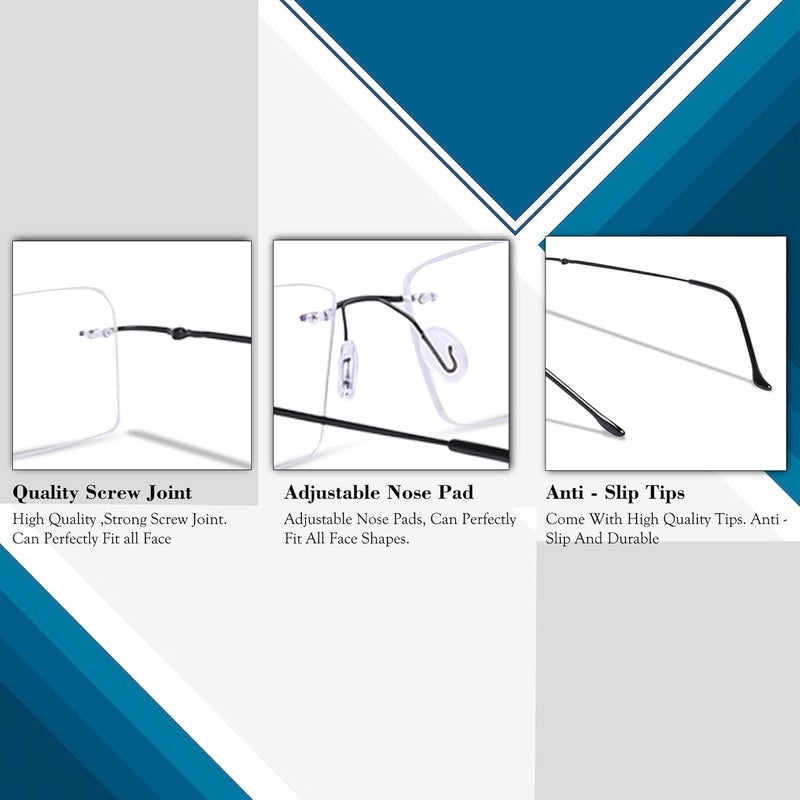 RedEx Rimless Rectangle Frame For Men & Women - Image 4