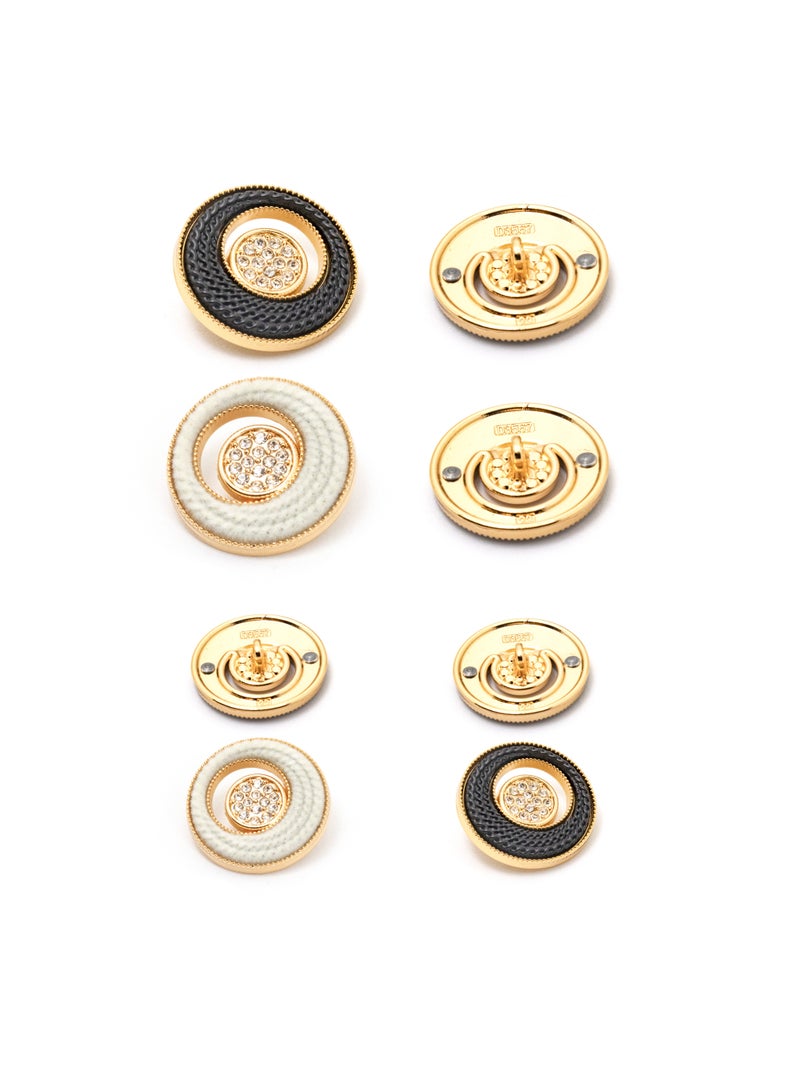 18PCS Clothes Buttons - Fashion Round Shaped Metal Button Set for Women Uniform (Gold + White , 23mm - 6pcs, 18mm - 12pcs)  - Image 3