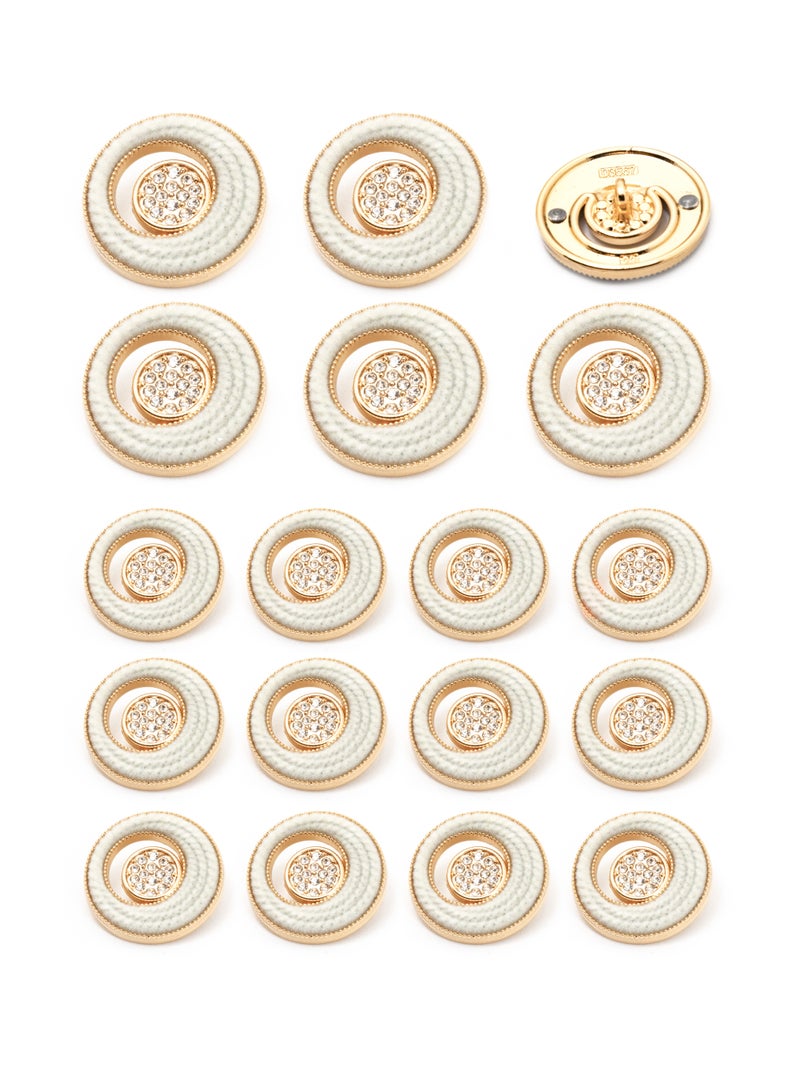 18PCS Clothes Buttons - Fashion Round Shaped Metal Button Set for Women Uniform (Gold + White , 23mm - 6pcs, 18mm - 12pcs)  - Image 1