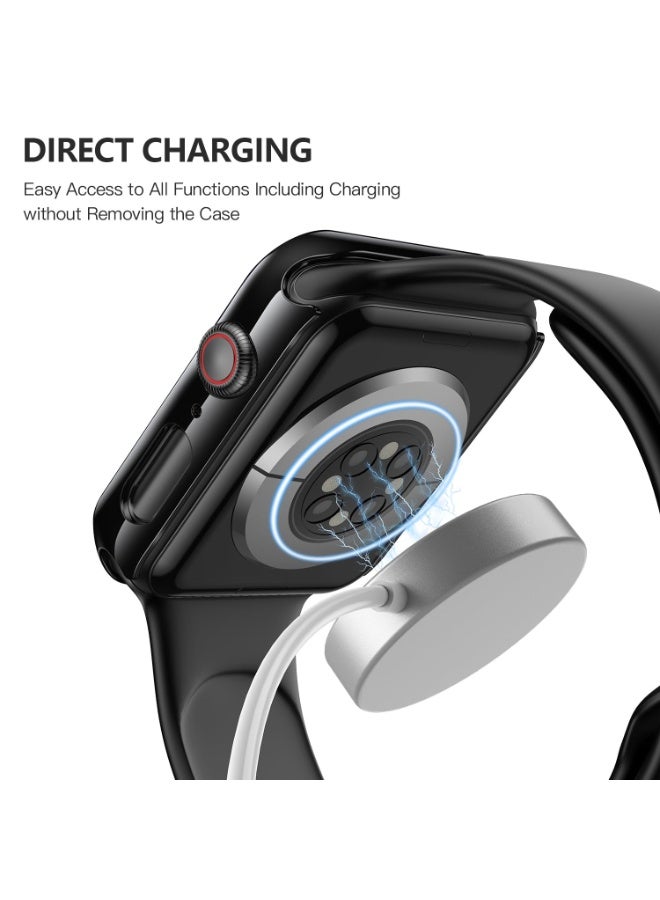 ChicVibe Tempered Glass Case Compatible for Apple Watch SE 2 / (2024) SE / Series 6 / Series 5 / Series 4 40mm, Hard PC Screen Protector Overall Protection Scratch-Resistant Cover for iWatch, Black 44mm  - Image 5