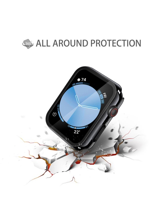 ChicVibe Tempered Glass Case Compatible for Apple Watch SE 2 / (2024) SE / Series 6 / Series 5 / Series 4 40mm, Hard PC Screen Protector Overall Protection Scratch-Resistant Cover for iWatch, Black 44mm  - Image 4