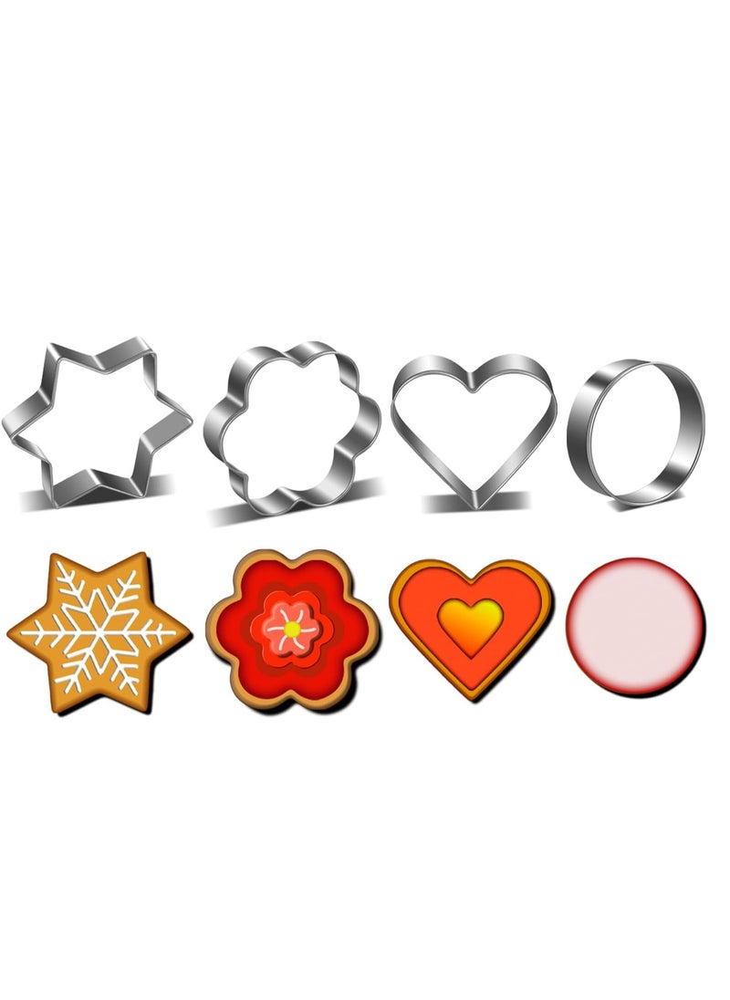 Oasisgalore 12Pcs Metal Cookie Cutters Shapes Baking Set，Flower Round Heart Star Shape Biscuit Metal Molds Cutters for Baking  - Image 2