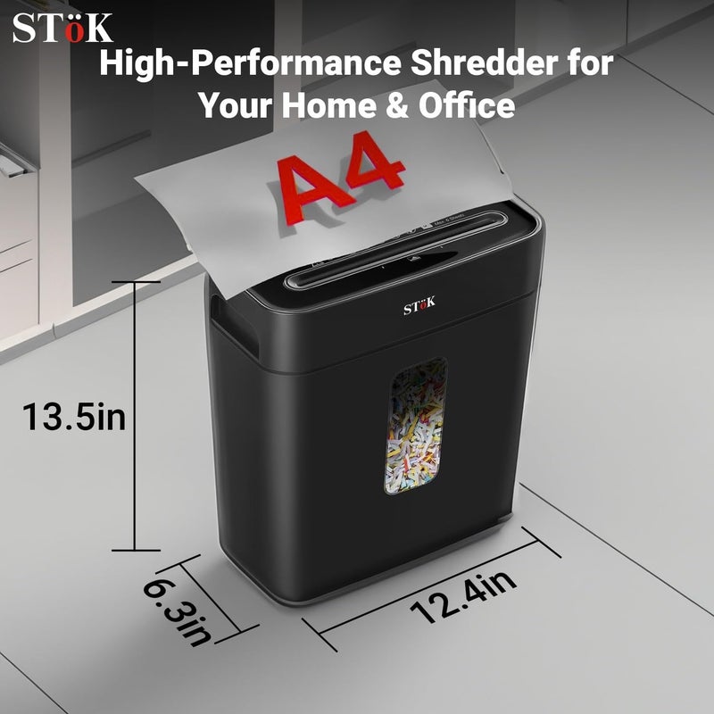 SToK STöK (ST-15CC) 6-Sheet Cross-Cut Paper Shredder for Home & Office, P-4 High Security Level, Super Quiet with Jam Proof System, 12 Liter Bin (One Year Offsite Warranty) - Image 2