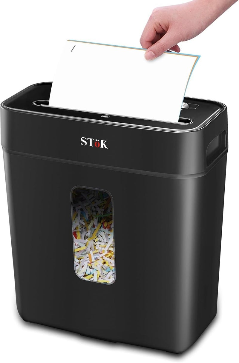 SToK STöK (ST-15CC) 6-Sheet Cross-Cut Paper Shredder for Home & Office, P-4 High Security Level, Super Quiet with Jam Proof System, 12 Liter Bin (One Year Offsite Warranty) - Image 1