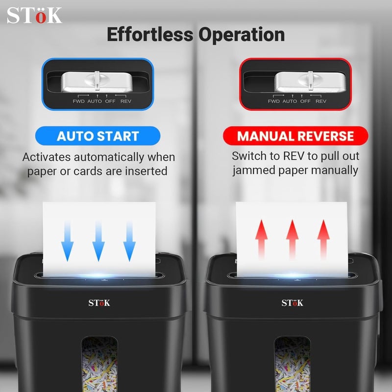 SToK STöK (ST-15CC) 6-Sheet Cross-Cut Paper Shredder for Home & Office, P-4 High Security Level, Super Quiet with Jam Proof System, 12 Liter Bin (One Year Offsite Warranty) - Image 4