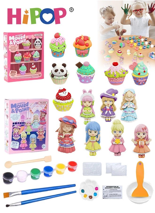 HIPOP Arts & Crafts Toys, Two Boxes Pack Children's Plaster Painting Set, DIY Graffiti Toys, Paint Your Figurines, STEAM Creative DIY Toys, Ceramics Plaster Painting Set Gift Toys for 6+ Year Old Boys&Girls  - Image 1