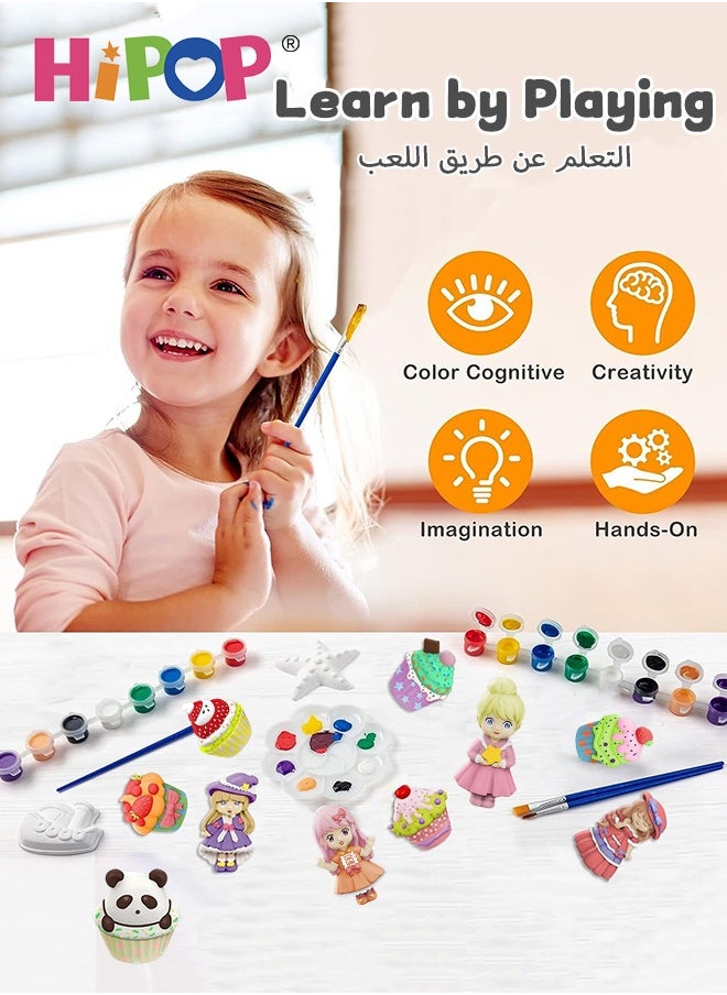 HIPOP Arts & Crafts Toys, Two Boxes Pack Children's Plaster Painting Set, DIY Graffiti Toys, Paint Your Figurines, STEAM Creative DIY Toys, Ceramics Plaster Painting Set Gift Toys for 6+ Year Old Boys&Girls  - Image 2
