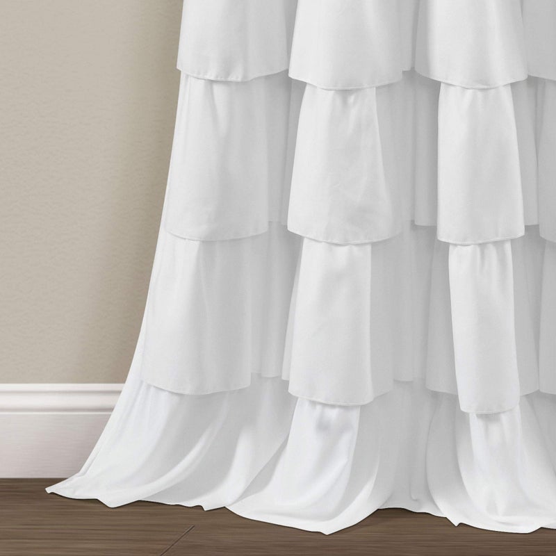 Lush Decor Ruffle Window Curtain - Vintage Chic Farmhouse Style Panel for Living, Dining Room, Bedroom (Single), 50â€W x 84"L, White - Image 4