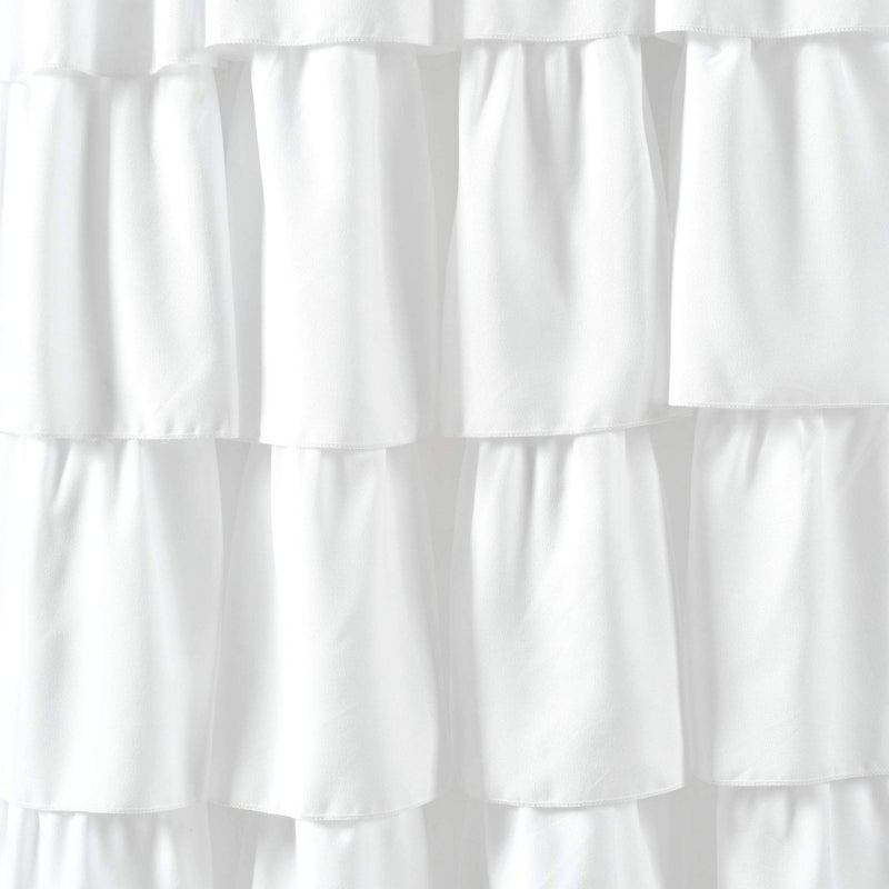 Lush Decor Ruffle Window Curtain - Vintage Chic Farmhouse Style Panel for Living, Dining Room, Bedroom (Single), 50â€W x 84"L, White - Image 3