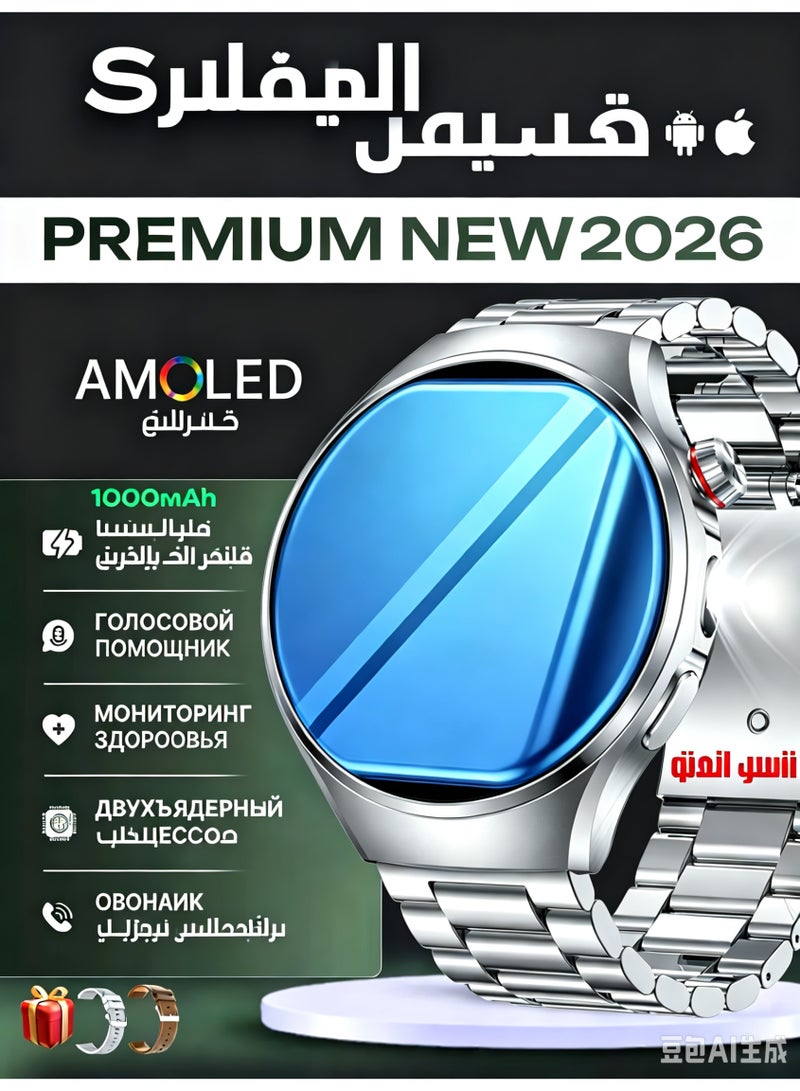 ساعة ذكية مع مكالمات بلوتوث، شاشة AMOLED عالية الدقة 1.52 بوصة، مقاومة للماء IP67، 100+ وضع رياضي، متوافقة مع iOS وأندرويد - Image 1