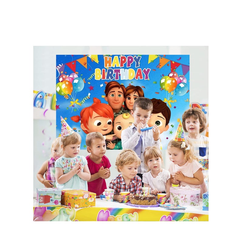 SOLARAE لوازم حفلة عيد ميلاد كوكو كرتون بطيخ، خلفيات حفلة عائلية كرتونية للأطفال عيد ميلاد سعيد - Image 1