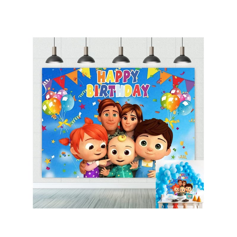 SOLARAE لوازم حفلة عيد ميلاد كوكو كرتون بطيخ، خلفيات حفلة عائلية كرتونية للأطفال عيد ميلاد سعيد - Image 3