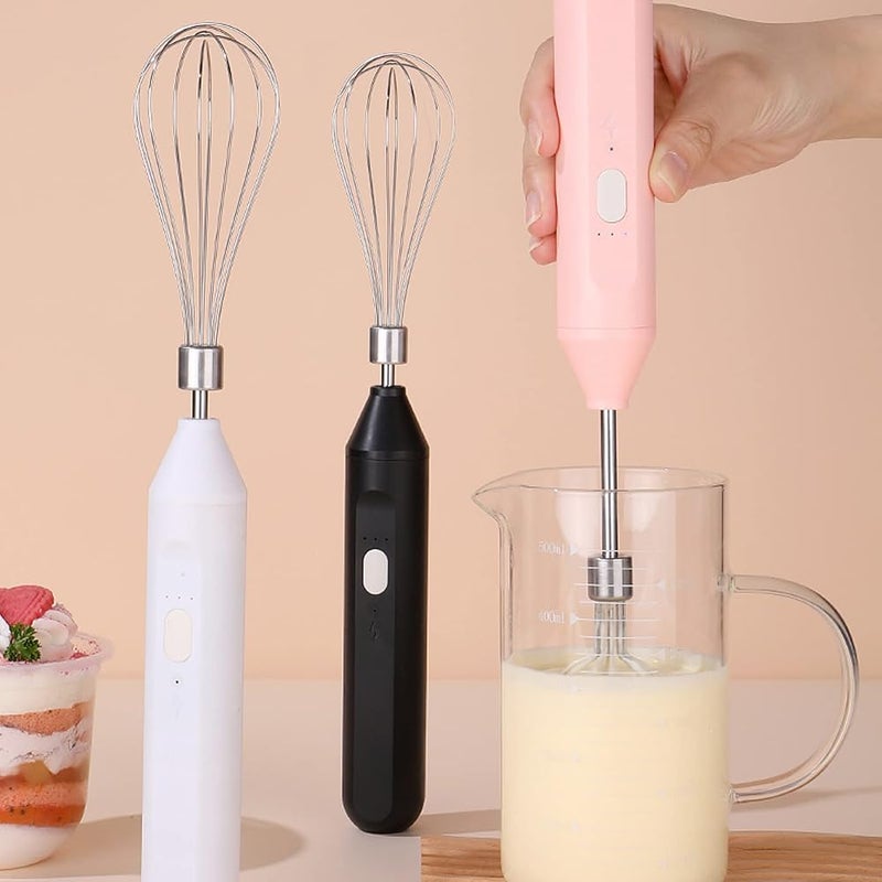 Bewinner USB Rechargeable Electric Egg Beater Handheld, Cordless Milk Frother with Stainless Steel Whisk, 3 Speeds Portable Drink Mixer for Coffee Frothing & Cream Beating, 1200mAh (Pink) - Image 5