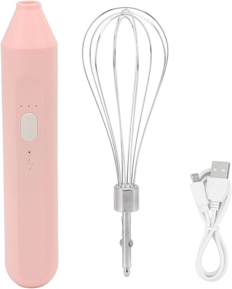Bewinner USB Rechargeable Electric Egg Beater Handheld, Cordless Milk Frother with Stainless Steel Whisk, 3 Speeds Portable Drink Mixer for Coffee Frothing & Cream Beating, 1200mAh (Pink) - Image 4