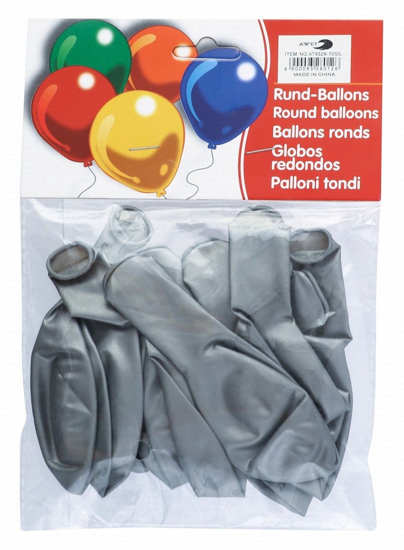 ATKET 10-Piece Round Balloons Silver Colour