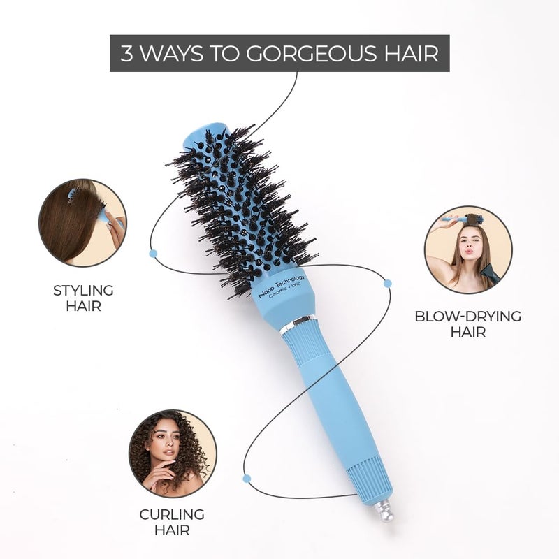 PROLIXR Thermal Ceramic Hair Brush Ioninfused Technology AntiStatic Bristles Hair brush for Women and men Curly Hair Products Created by Savio John Pereira Ice blueSmall size - Image 3