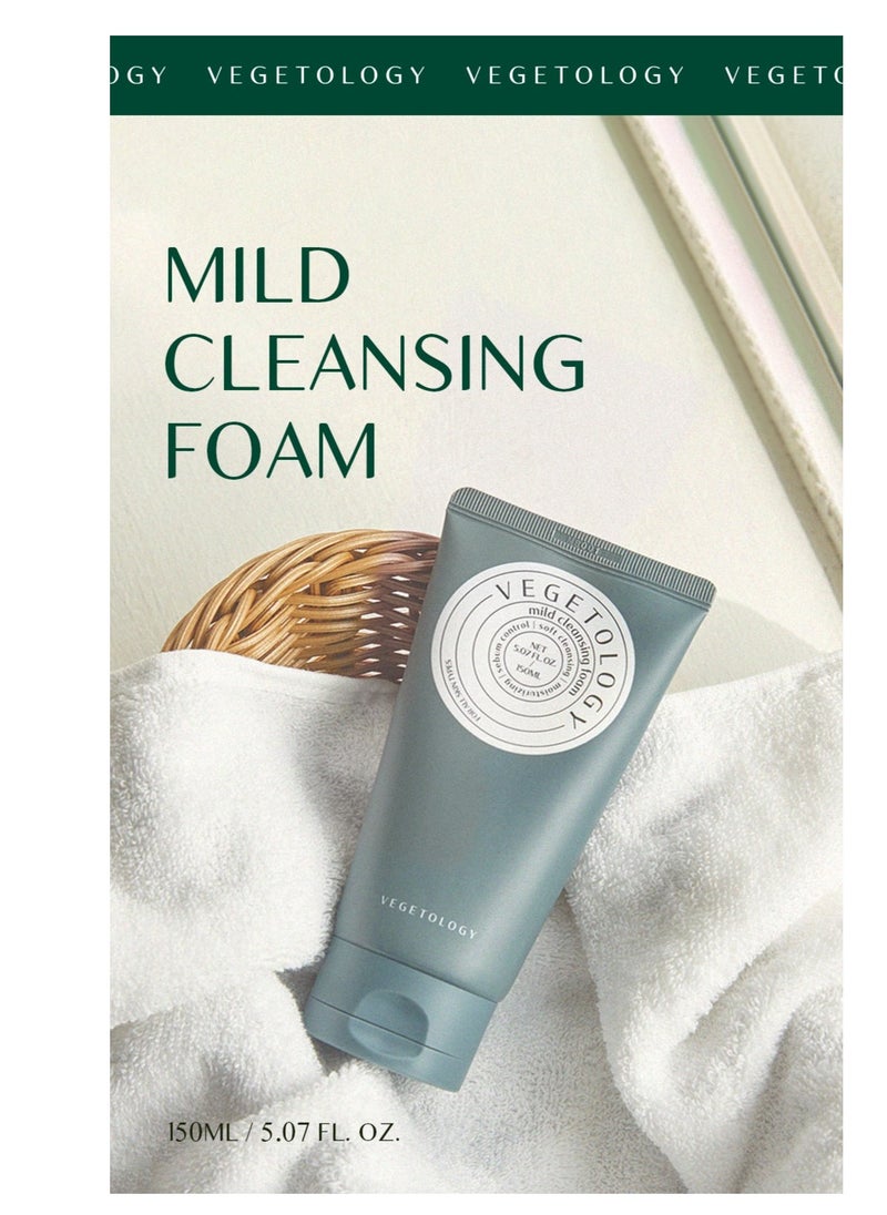 Vegetology Mild Cleansing Foam 150ml | Mildly Acidic Cleansing Foam Gentle Care Formula Cleanser For Sensitive Skin With Natural Ingredients |Skin Texture Boosting  - Image 1