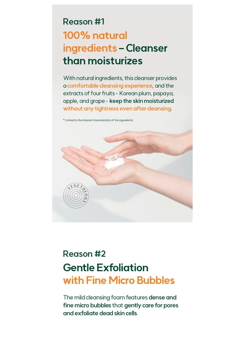 Vegetology Mild Cleansing Foam 150ml | Mildly Acidic Cleansing Foam Gentle Care Formula Cleanser For Sensitive Skin With Natural Ingredients |Skin Texture Boosting  - Image 3