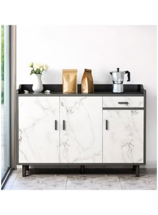 Modern Sideboard Coffee Cabinet for Hotels and Homes with Closed Shelves, Storage Drawer, and Durable Wood Top for Living Room and Kitchen, 100x34x93 cm - Image 2
