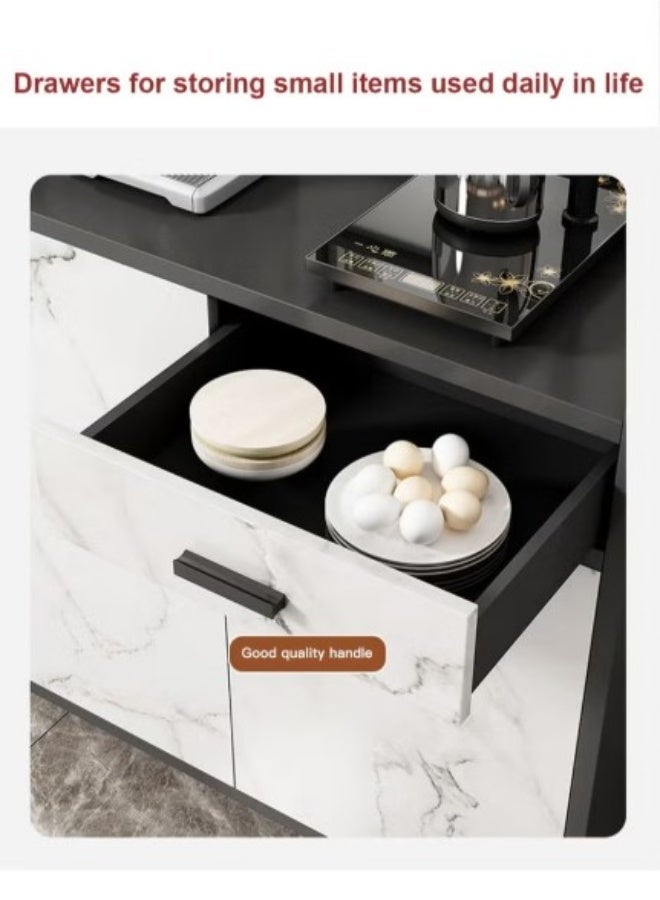 Modern Sideboard Coffee Cabinet for Hotels and Homes with Closed Shelves, Storage Drawer, and Durable Wood Top for Living Room and Kitchen, 100x34x93 cm - Image 5