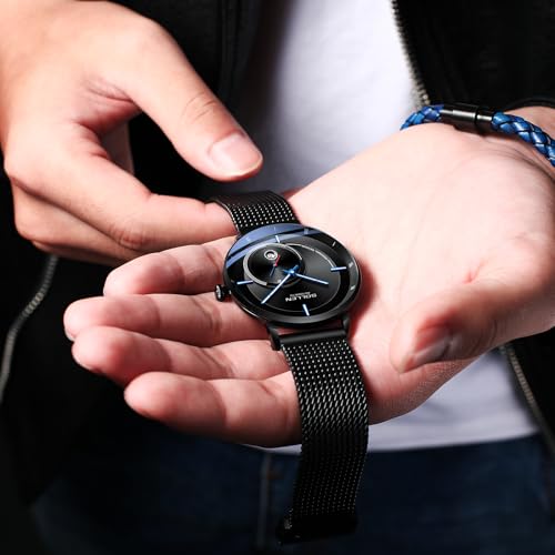 SOLLEN Minimalist Men's Automatic Watches, Black Cool Stylish Mechanical Watch for Men, 30M/3ATM Waterproof Stainless Steel Self-Winding Watches with Calendar, Luminous & Seconds Subdial, Casual Formal Business Luxury Watch for Daily Use - 42mm - Image 3