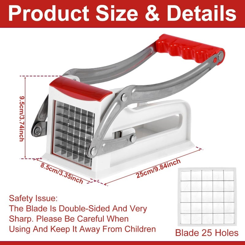 windforgecraft Potato Chipper French Fry Cutter with 2 Easily Replaceable Blades Stainless Steel Potato Slicer Fast Cutting Potato Chip Cutter Dicer Multifunction Vegetable Fruit Chipper for Potato Onion (red) - Image 5