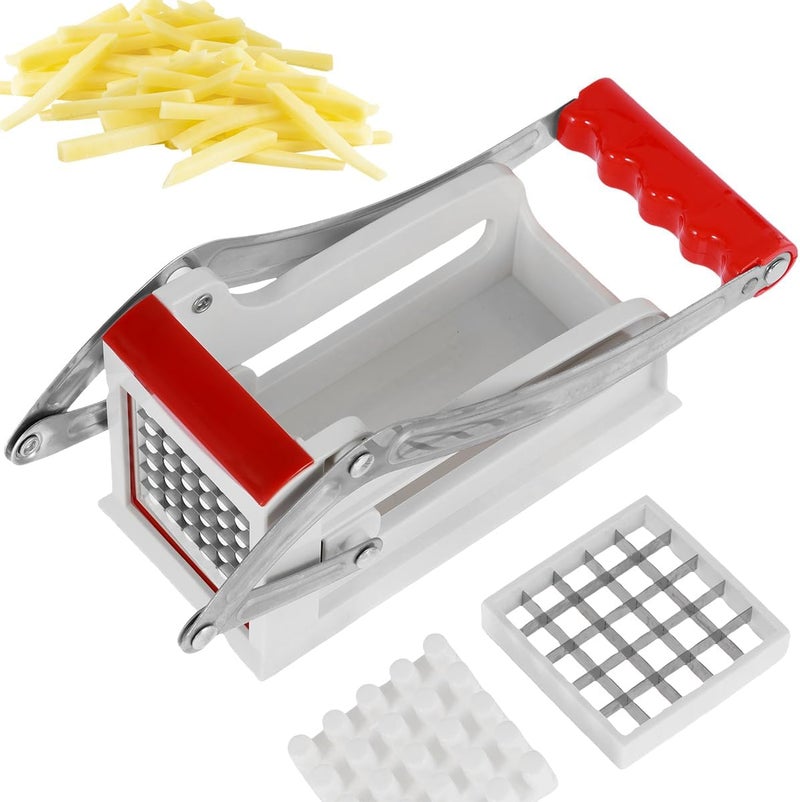 windforgecraft Potato Chipper French Fry Cutter with 2 Easily Replaceable Blades Stainless Steel Potato Slicer Fast Cutting Potato Chip Cutter Dicer Multifunction Vegetable Fruit Chipper for Potato Onion (red) - Image 1