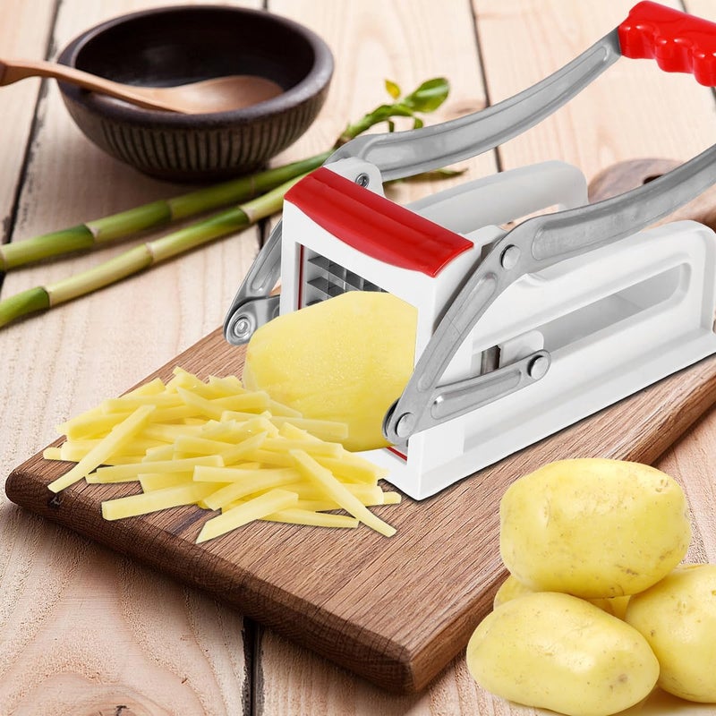 windforgecraft Potato Chipper French Fry Cutter with 2 Easily Replaceable Blades Stainless Steel Potato Slicer Fast Cutting Potato Chip Cutter Dicer Multifunction Vegetable Fruit Chipper for Potato Onion (red) - Image 4