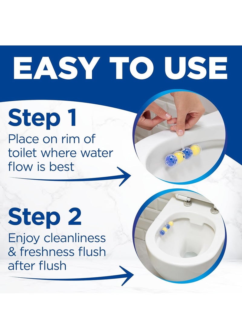 Bloo Power Active Balls Lemon Twin Pack 2x50g – Pack of 5 | 4-in-1 Toilet Rim Block with Cleaning Foam, Anti-Limescale, Dirt Protection & Fresh Lemon Scent - Image 4