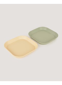Let's Be Child 2-Piece Square Plate Sage Green-Vanillia  - Image 4