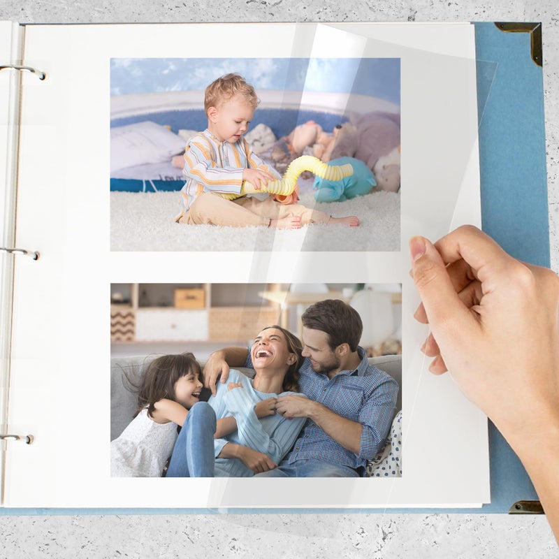 Vienrose Photo Album Page Refill for 3 Ring Binder Photo Album Self Adhesive Pages Photo Albums Pages Fit 2x3 4x6 5x7 8x10 Photo or Recipe Cards