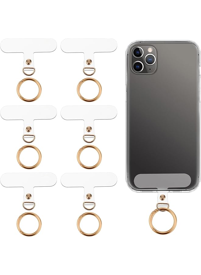 Green Tiger 6Pcs Phone Lanyard Tether Tab with 6 Metal Spring Rings, Universal Cell Phone Lanyard Patch, Phone Case Strap Connector Thin Pad Replacement for Most Phones - Image 1