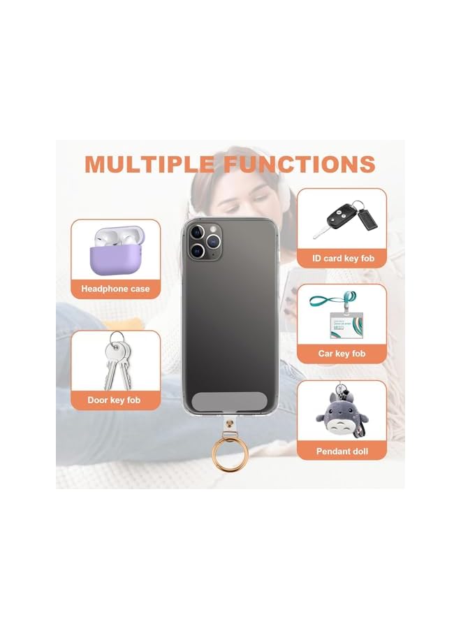 Green Tiger 6Pcs Phone Lanyard Tether Tab with 6 Metal Spring Rings, Universal Cell Phone Lanyard Patch, Phone Case Strap Connector Thin Pad Replacement for Most Phones - Image 2